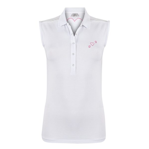 Girls Golf White Love Sleeveless Polo Damen